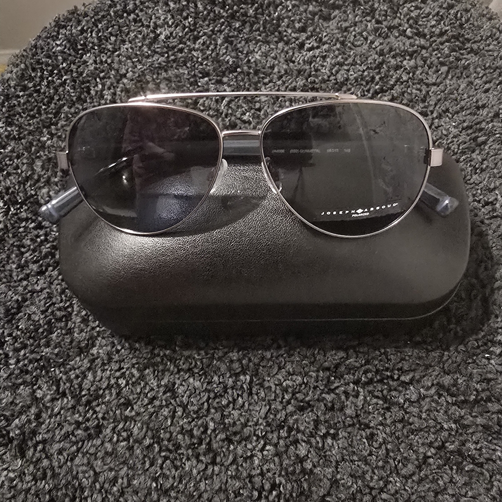 Joseph Abboud GUNMETAL POLARIZED Charcoal Aviator Sunglasses